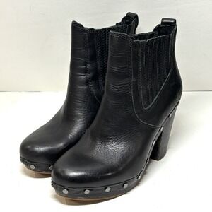 UGG Leather Clog Boots Womens Size 7 Black Studded Platform Ankle 1005755 Boho